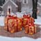 Holiday Gold & Red Sisal Gift Box Set Clear Lights